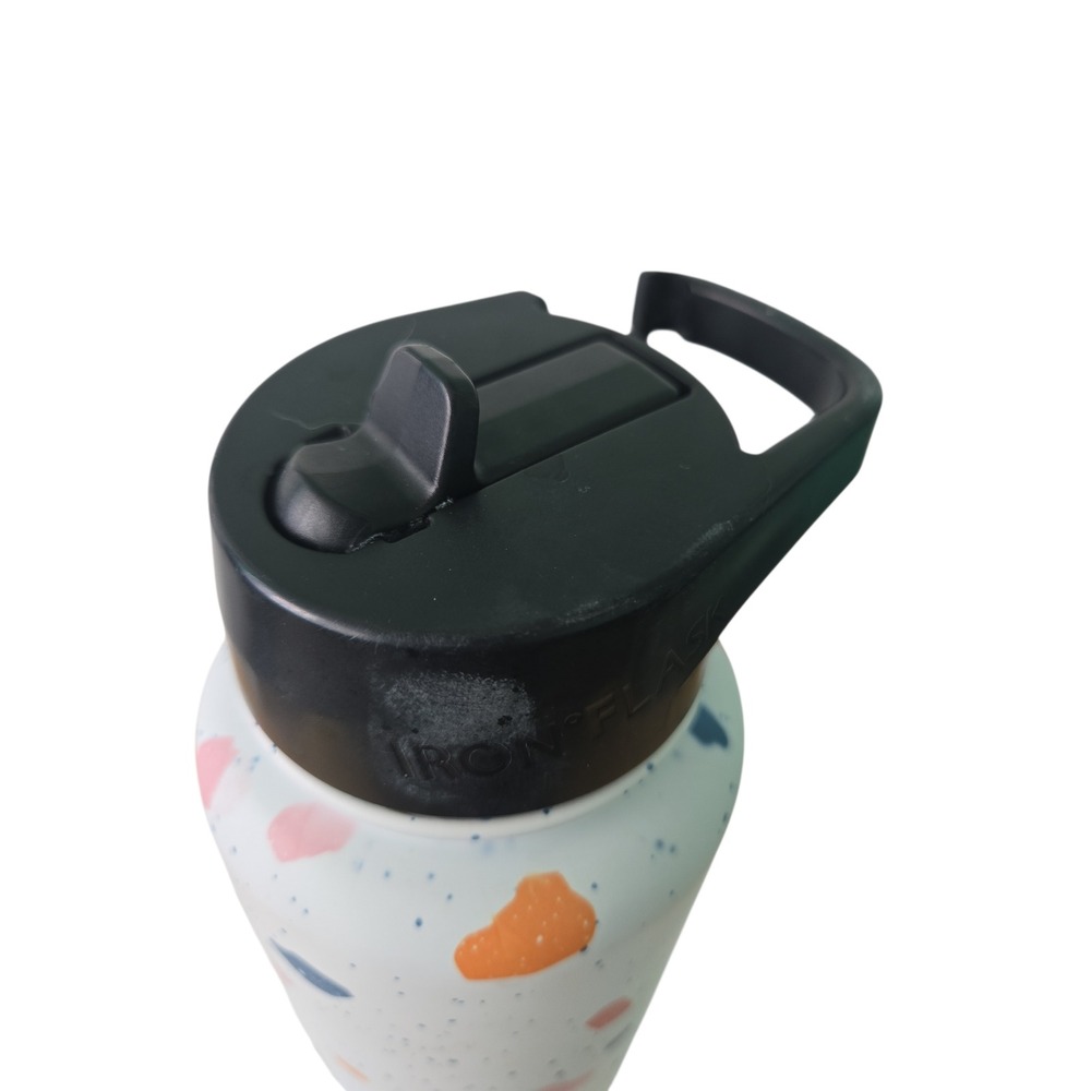 Iron Flask Water Bottle Terrazzo‎ Print 40oz Stainless Steel Tumbler Black Lid - Picture 3 of 14